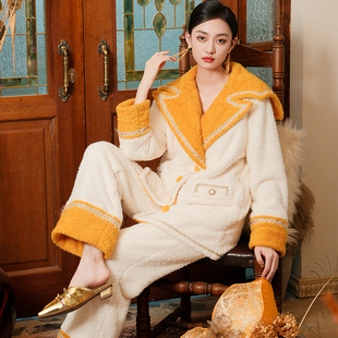 法兰绒家居服套装 加绒加厚女式 抗静电 MUSE睡衣女秋冬新款 SOLE