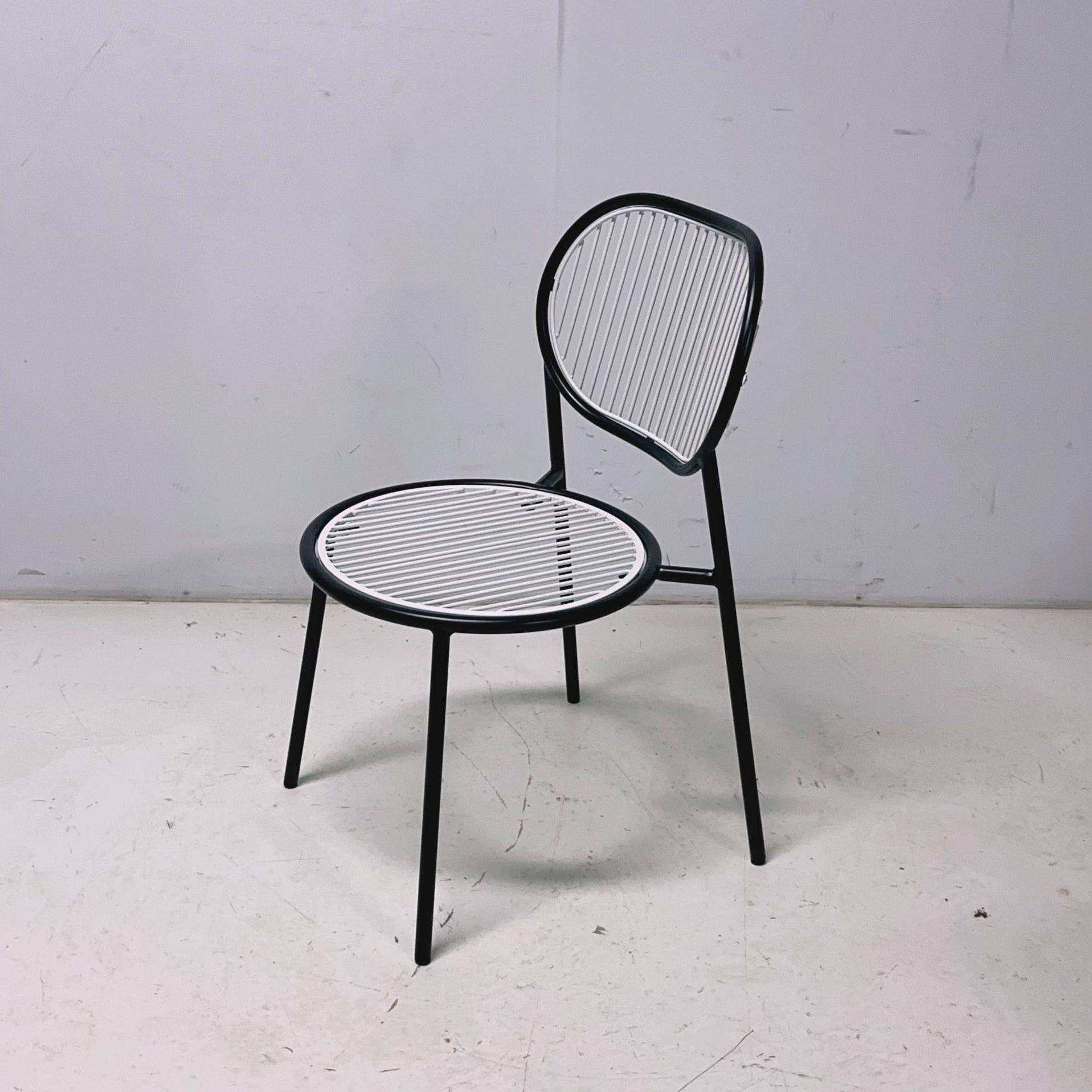 北欧餐椅靠背椅美式简约家用铁艺餐厅椅子设计师复古酒店铁皮椅
