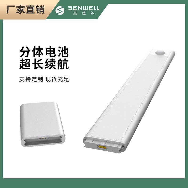 亚马逊超薄智能橱柜灯人体感应灯长条感应灯可拆卸电池厨房柜下灯