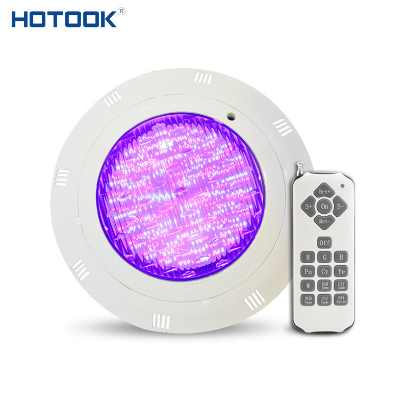 跨境定制LED水下挂壁式泳池灯IP68防水塑料外壳七彩灯水池DC12V