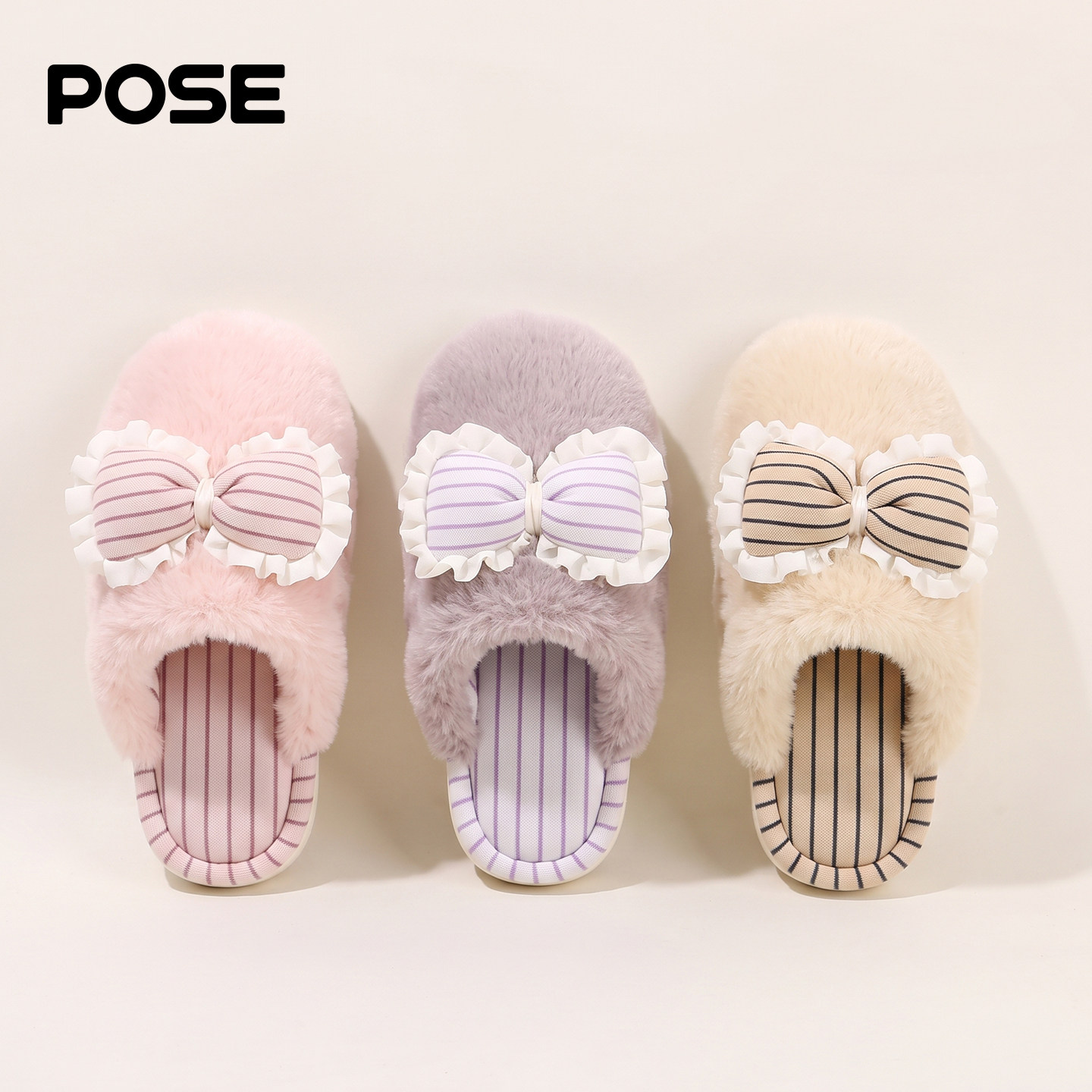 朴西女士棉拖鞋可爱毛绒保暖软底