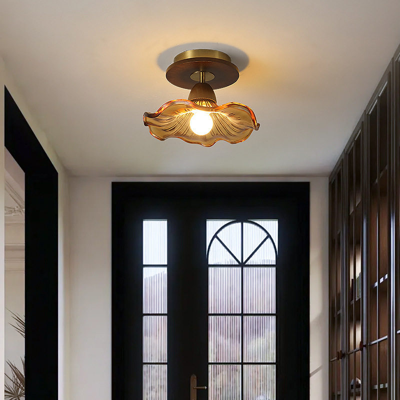 中古风餐厅玄关阳台家用胡桃木色玻璃led灯法式复古过道灯吸顶灯,鲜花速递/花卉仿真/绿植园艺,其它园艺用品,淘宝优惠券,粉丝福利购,淘宝优惠卷