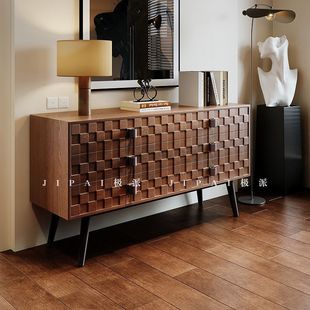 中古风餐边柜靠墙一体厨房储物柜实木柜置物架摆件2024新款 斗柜