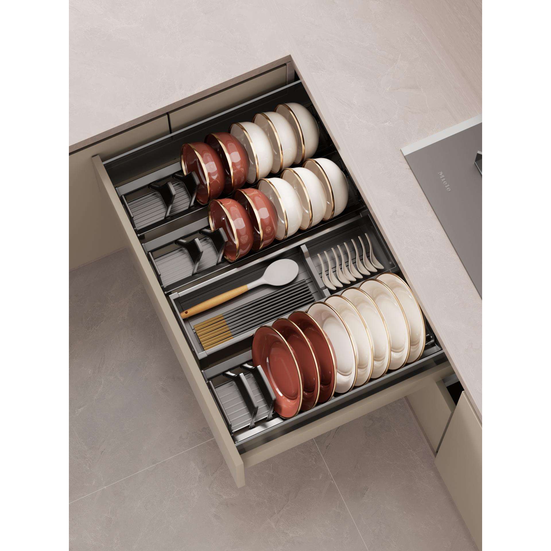 碗碟收纳架碗盘厨房抽屉收纳分隔内置碗架柜内橱柜餐具盘子置物架