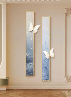 奶油风入户玄关装饰画系绿色客厅正对门挂画餐厅走廊过道壁画