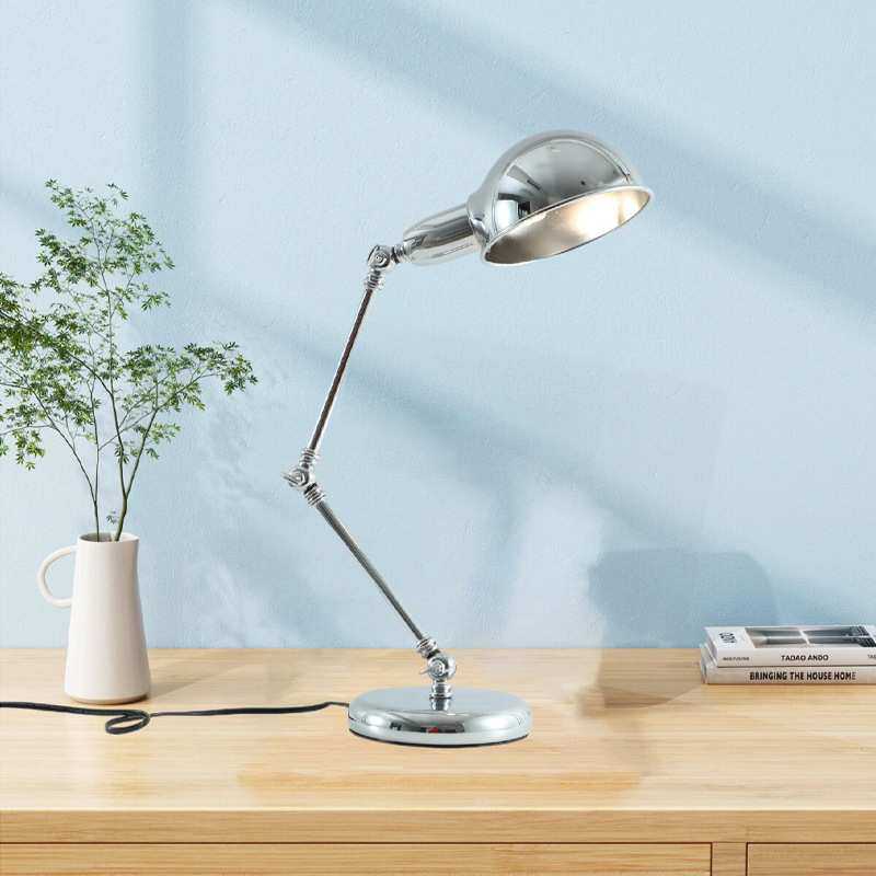 中古工业风台灯插电式铁艺工业台灯工作灯机械长臂折叠床头台灯