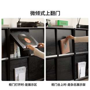 书柜储物柜一体复古格子柜组合柜皮埃尔柜家用柜子置物柜客厅斗柜