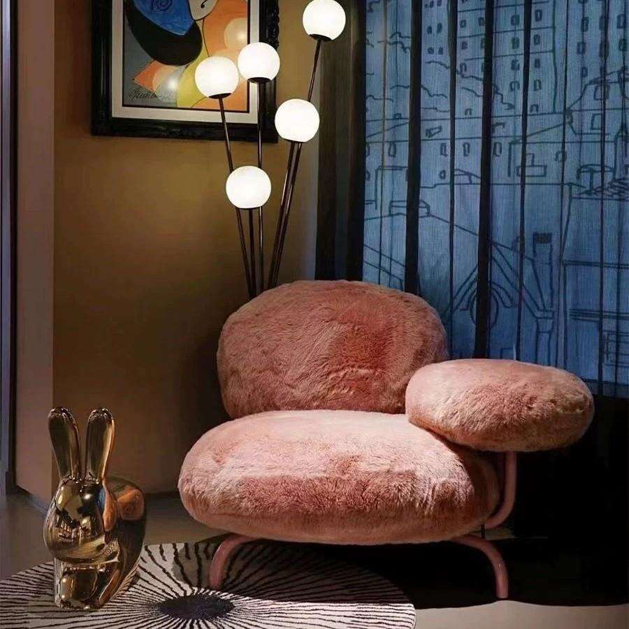 北欧布艺休闲椅轻奢设计师创意异形网红小户型客厅 单人沙发椅