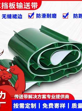 安耐厂家pvc绿色裙边挡板输送带防滑耐磨无缝裙边不藏料不漏料