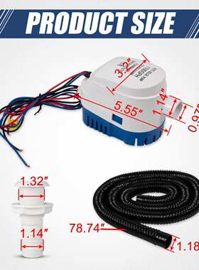 RANSOTO 12V 1100GPH 1-1\/8 Inch Bilge Pump Plumbing Kits, Au