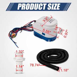 RANSOTO 1100GPH 12V Inch Bilge Plumbing Kits Pump