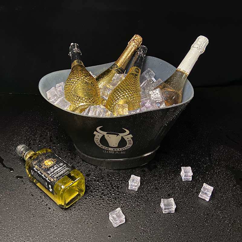 led酒吧发光冰桶ktv专用高颜值啤酒框香槟透明冰纹冰块酒托架底座