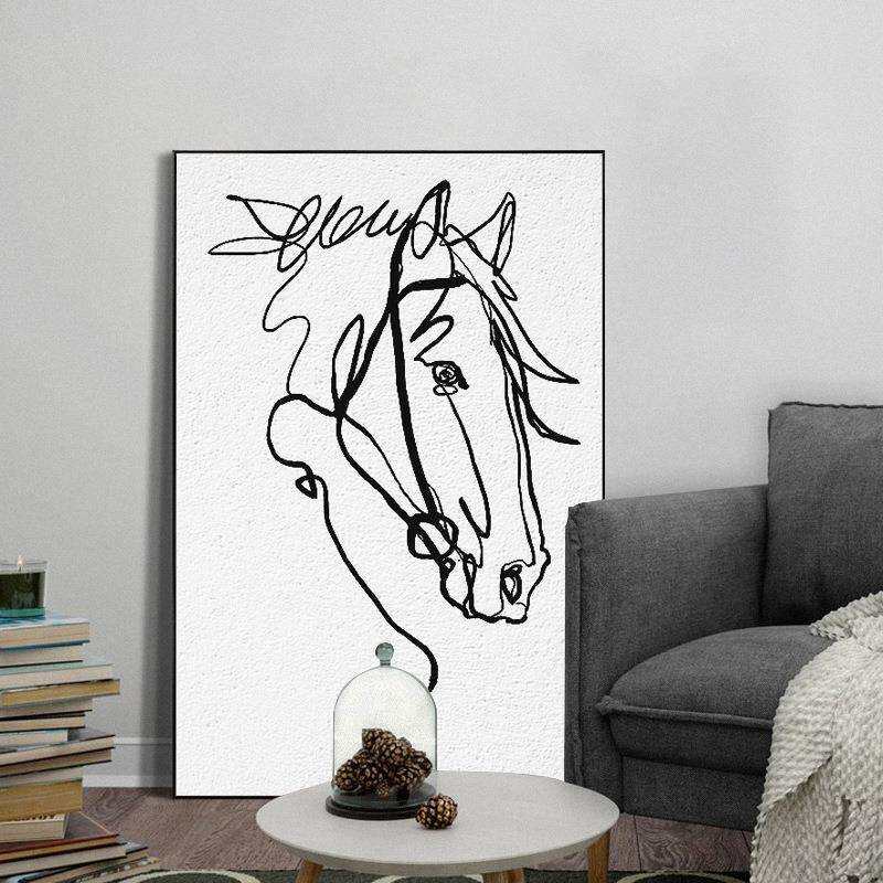 骊驹现代简约客厅装饰画沙发背景抽象线条卧室壁画玄关酒店挂画