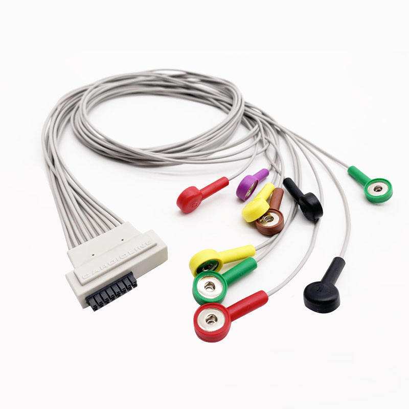 Cardioline康迪动态遥测线Holter心电线10导扣式夹式香蕉插ECG