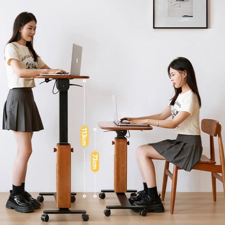升降桌可移动办公折叠升降桌北欧实木床边桌电脑学习书桌简约