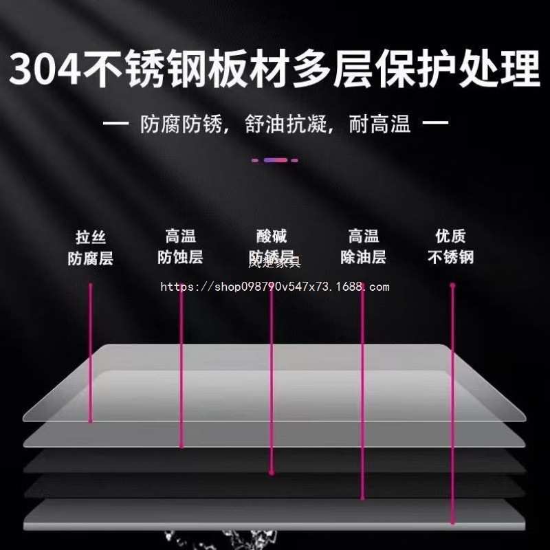 岚楚桌子304不锈钢厨房橱柜推拉门商用工作台餐饮店加厚家用操作