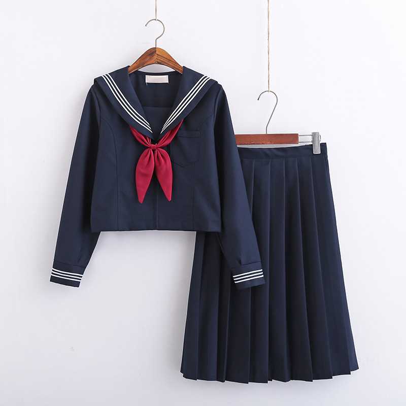 大码日系JK制服裙浓绀三本软妹风