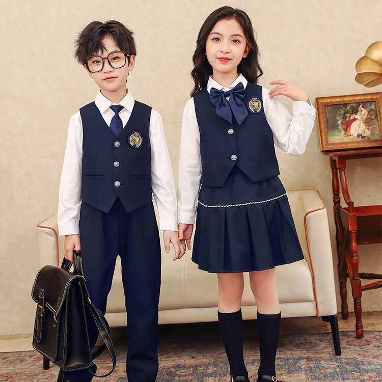 幼儿园英伦风马甲校服套装三件套