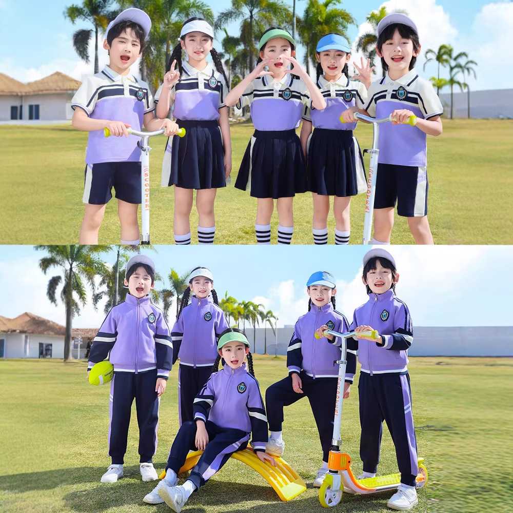 幼儿园紫色夏季校服套装|小学生