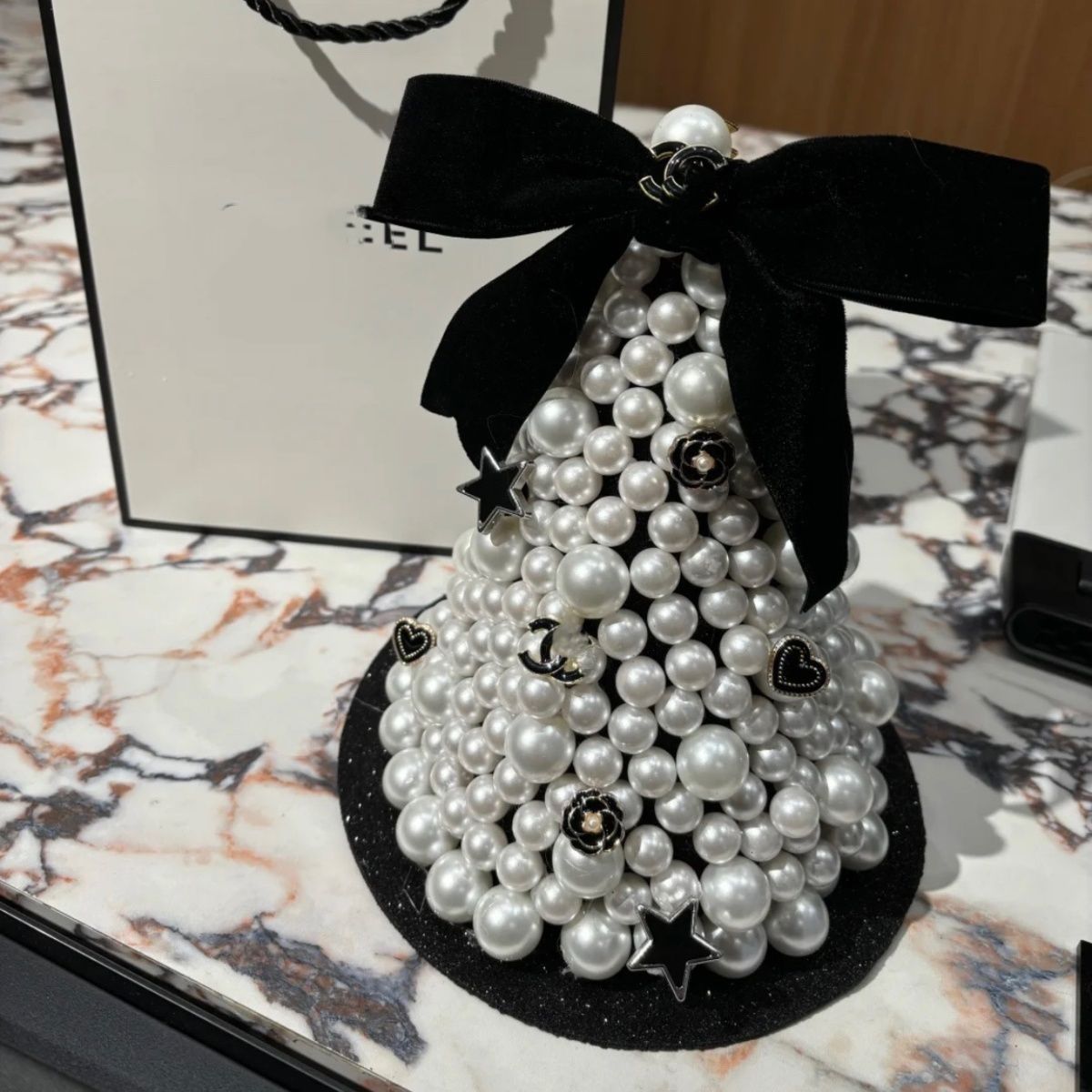 小红书同款小香风珍珠圣诞树手工DIY材料包圣诞节装饰摆件送女友