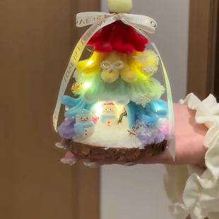 圣诞节发光彩虹圣诞树屋手工DIY材料包雪花摆件礼物驾车个人用品