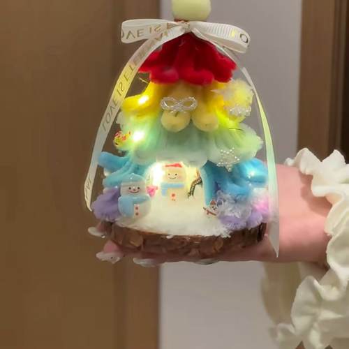 圣诞节发光彩虹圣诞树屋手工DIY材料包雪花摆件礼物驾车个人用品