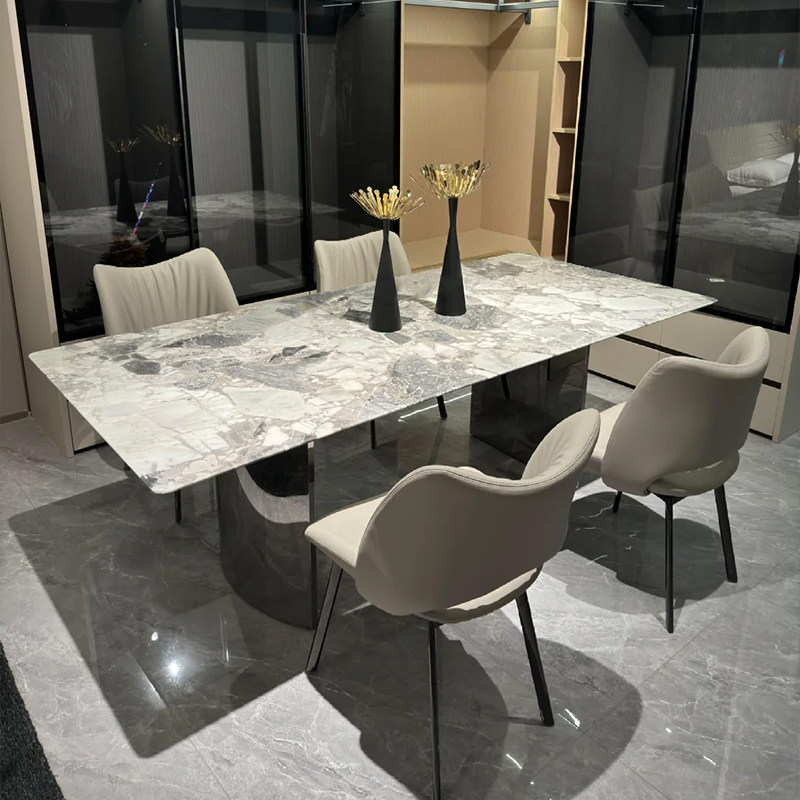 加澄奥利奥灰奢石餐桌意式轻奢高端别墅大平层客厅餐厅长方形餐桌,住宅家具,大理石餐桌,淘宝优惠券,粉丝福利购,淘宝优惠卷