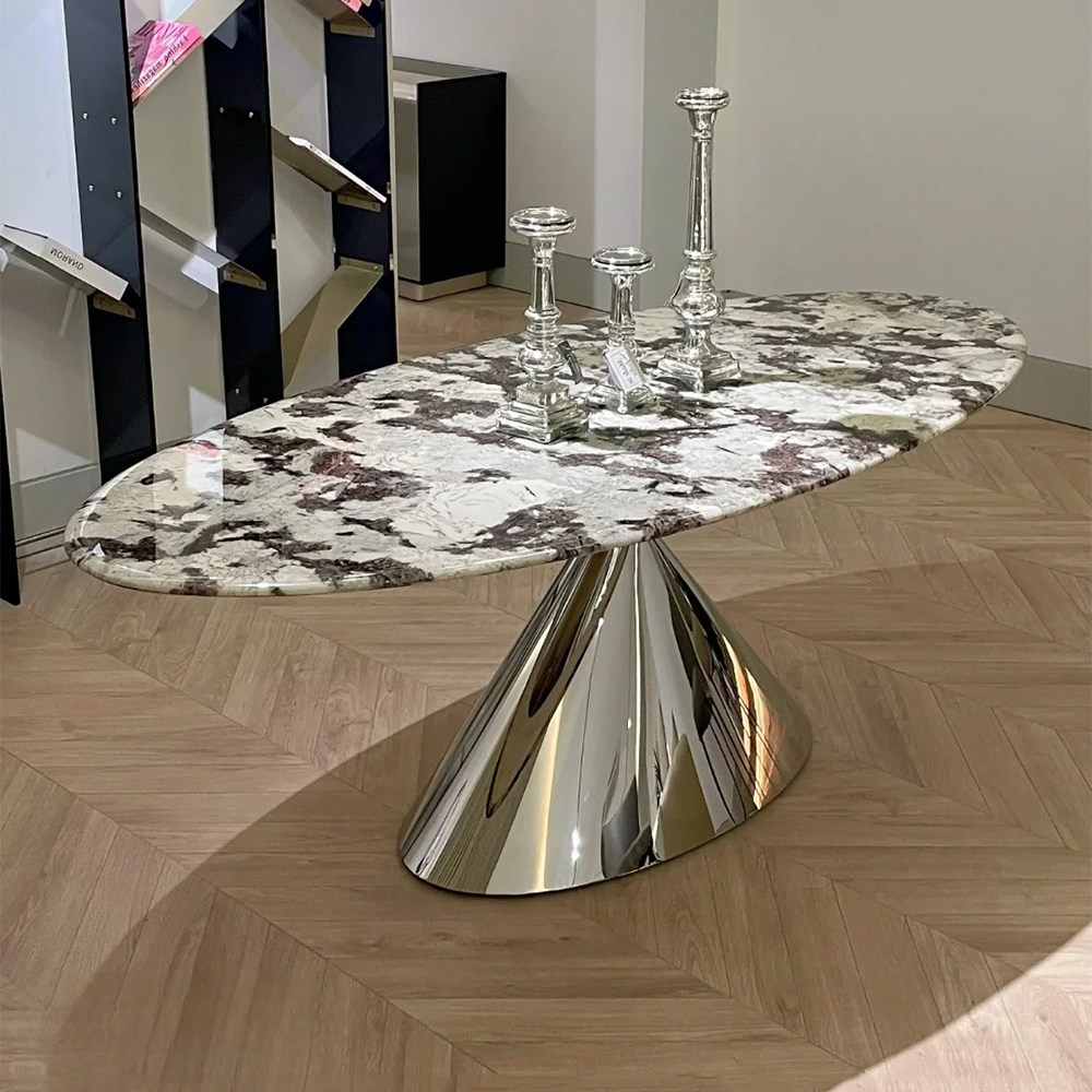 加澄轻奢雪山飞狐大理石餐桌家用现代简约椭圆形天然奢石飞碟餐桌,住宅家具,大理石餐桌,淘宝优惠券,粉丝福利购,淘宝优惠卷