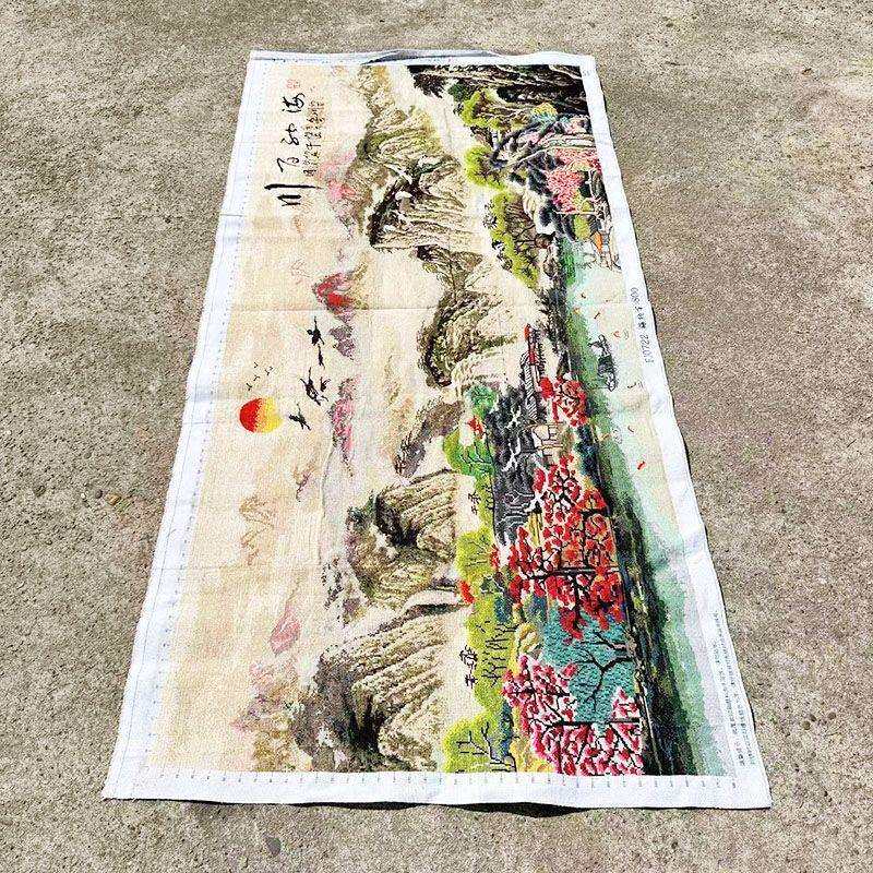 绣好的纯手工十字绣成品海纳百川现代中式山水风景挂画不带框F065