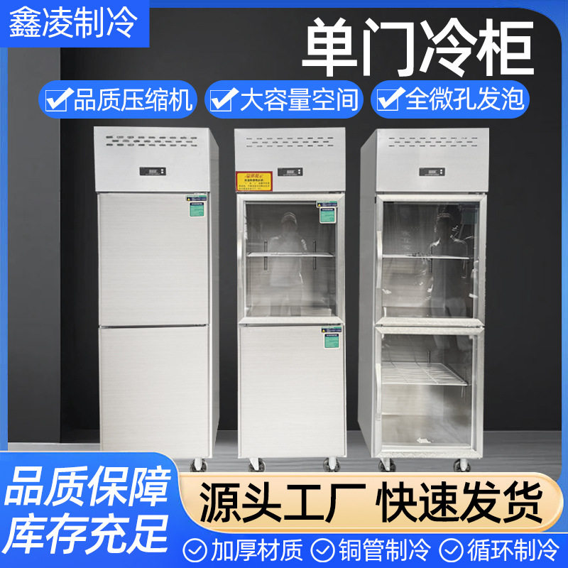 单门立式冷柜冷冻厨房大容量蔬菜水果单门不锈钢冰箱商用冰柜