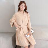 秋冬加厚浴袍2025新款 中长系带星星浴裙浴巾可穿女速干吸水不掉毛