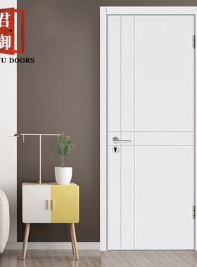 白灰色水性漆准分子泰国橡木烤漆门简约风格实木门酒店公寓工程