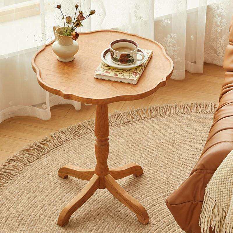 沙发边几角几小圆桌子樱桃木茶几中北欧全实木古风小户型洽谈桌