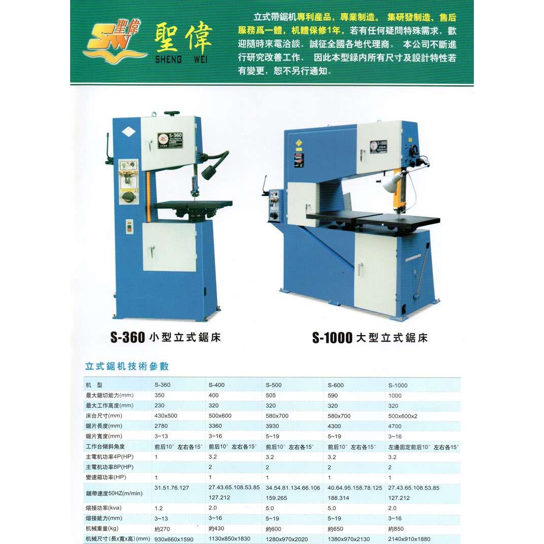 【型号齐全】直销台湾圣伟锯床S-400立式锯床 金属带锯床