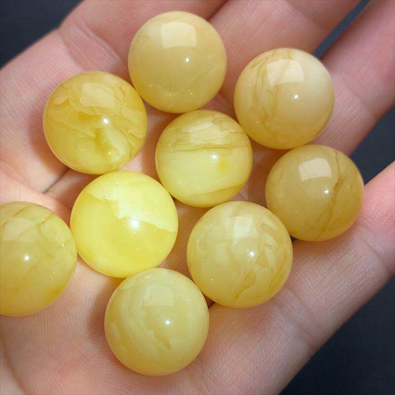 天然蜜蜡俄料飘白花蜜蜡鸡油黄白蜜散珠配珠单珠圆珠文玩多宝配饰