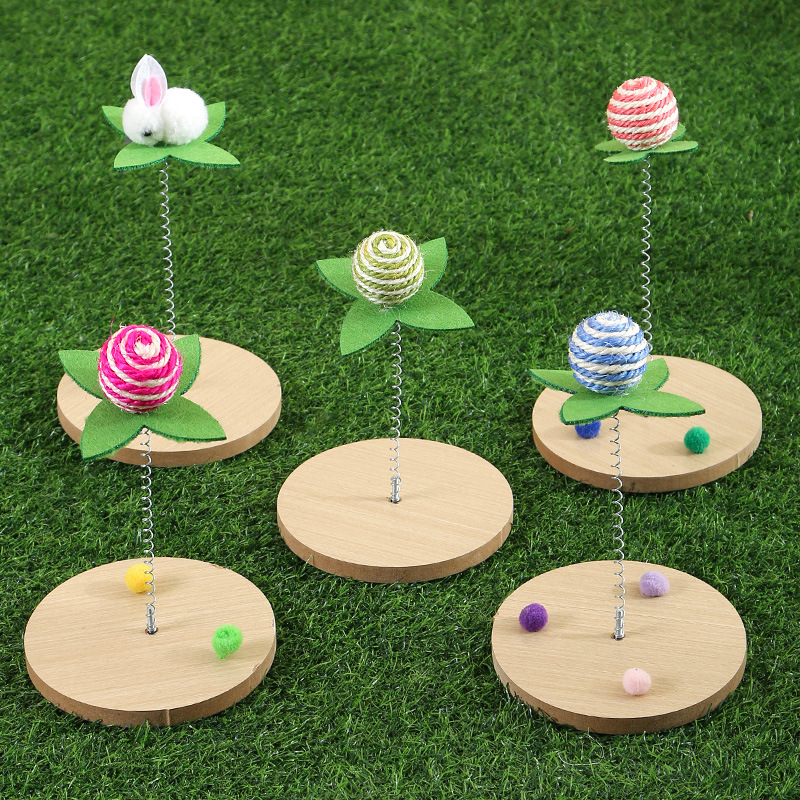 现货弹簧剑麻球玩具逗猫棒猫猫玩具猫咪自嗨玩具不倒翁猫咪摇摇