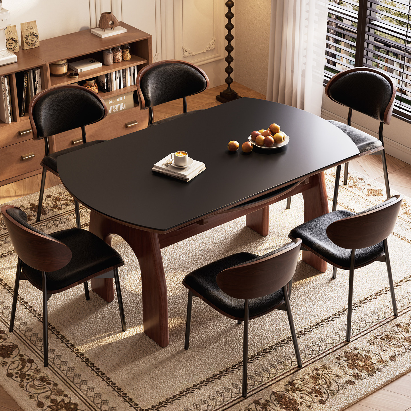 法式中古风实木岩板餐桌椅客厅可变圆桌2026新款美式可伸缩小户型,住宅家具,岩板餐桌,淘宝优惠券,粉丝福利购,淘宝优惠卷