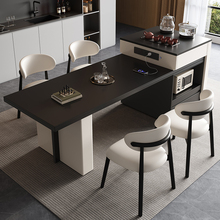 实木岩板岛台餐桌一体家用可伸缩2025新款轻奢高端中岛台客厅茶桌