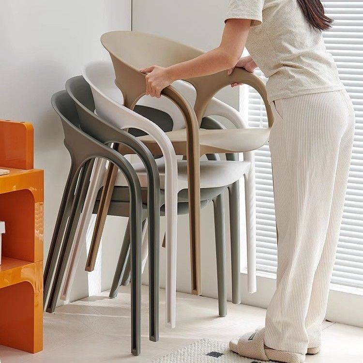 塑料椅子加厚家用靠背餐桌休闲椅子网红现代简约餐厅叠放商用餐椅