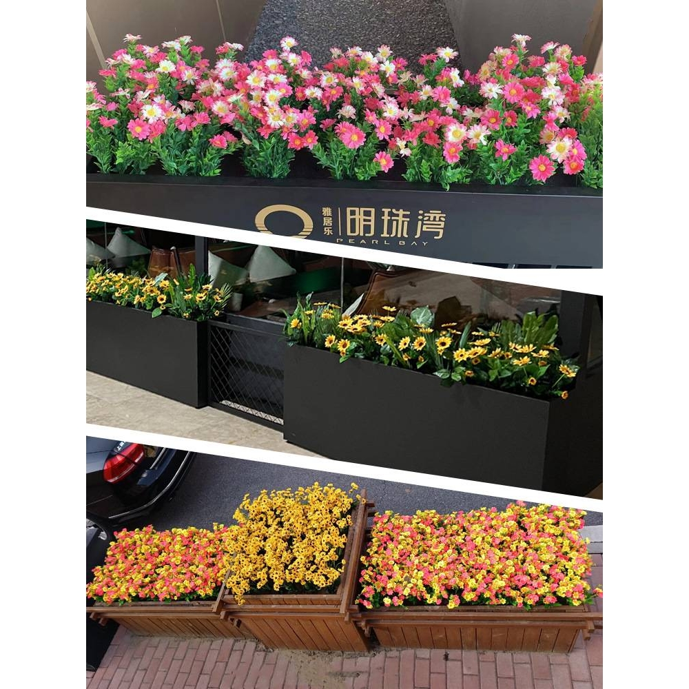 仿真綠植假花绿植装饰花箱花槽售楼部餐厅隔断套装娟花长栅栏插花