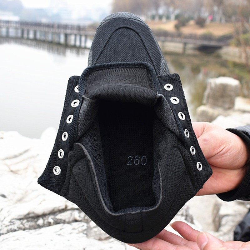 高帮解放鞋黑色作训鞋男女工作胶鞋工地干活徒步鞋T透气保安鞋秋