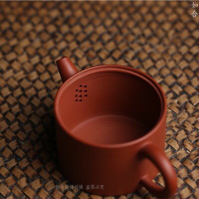 邱少銮潮汕朱泥功夫茶壶 大开口敞口冲茶器N茶具易下茶倒茶三杯量