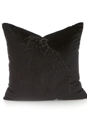床头靠枕靠套insn风高级黑色豹子刺绣抱枕套样板间轻奢沙发抱枕套