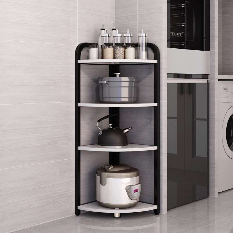 厨房转角置物架落地式家用扇形脚落储物架锅具收纳三角形放锅架子