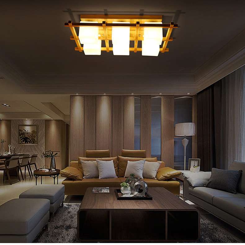 简约日式吸顶灯新中式榻榻米现代客厅灯卧室灯 LED实木灯具8008