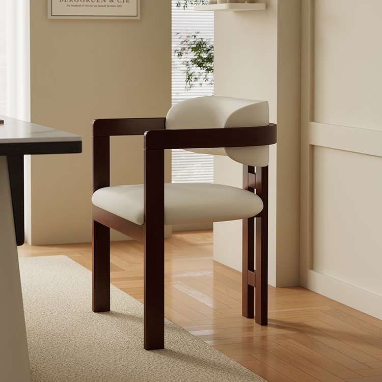 新中式轻奢意式极简餐桌椅茶椅家用主人椅酒店靠背实木会议办公椅