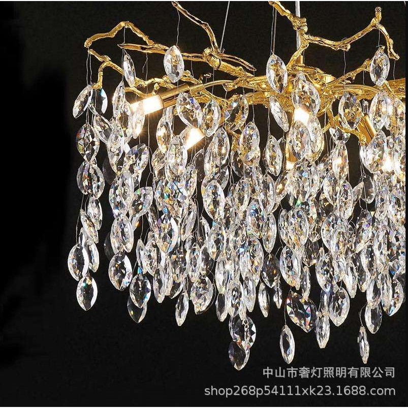水晶吊灯轻奢艺术树枝灯别墅餐厅酒馆高档卧室设计师法式客厅吊灯