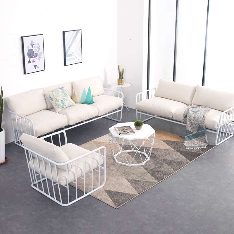 北欧布艺沙发酒店服装店休闲简约沙发椅家用客厅网红铁艺沙发组合