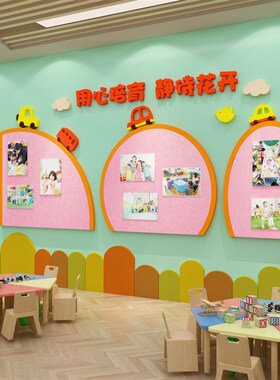 幼儿园墙面装饰楼梯大厅环创主题布E置材料作品展示板毛毡文化走