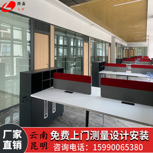 隔断墙写字楼高间双层隔音钢v化半磨砂铝合金屏风带百叶办公室玻